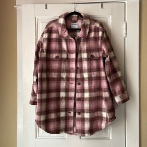 old navy pink shacket flannel